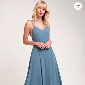 LULUS METEORIC RISE SLATE BLUE MAXI DRESS